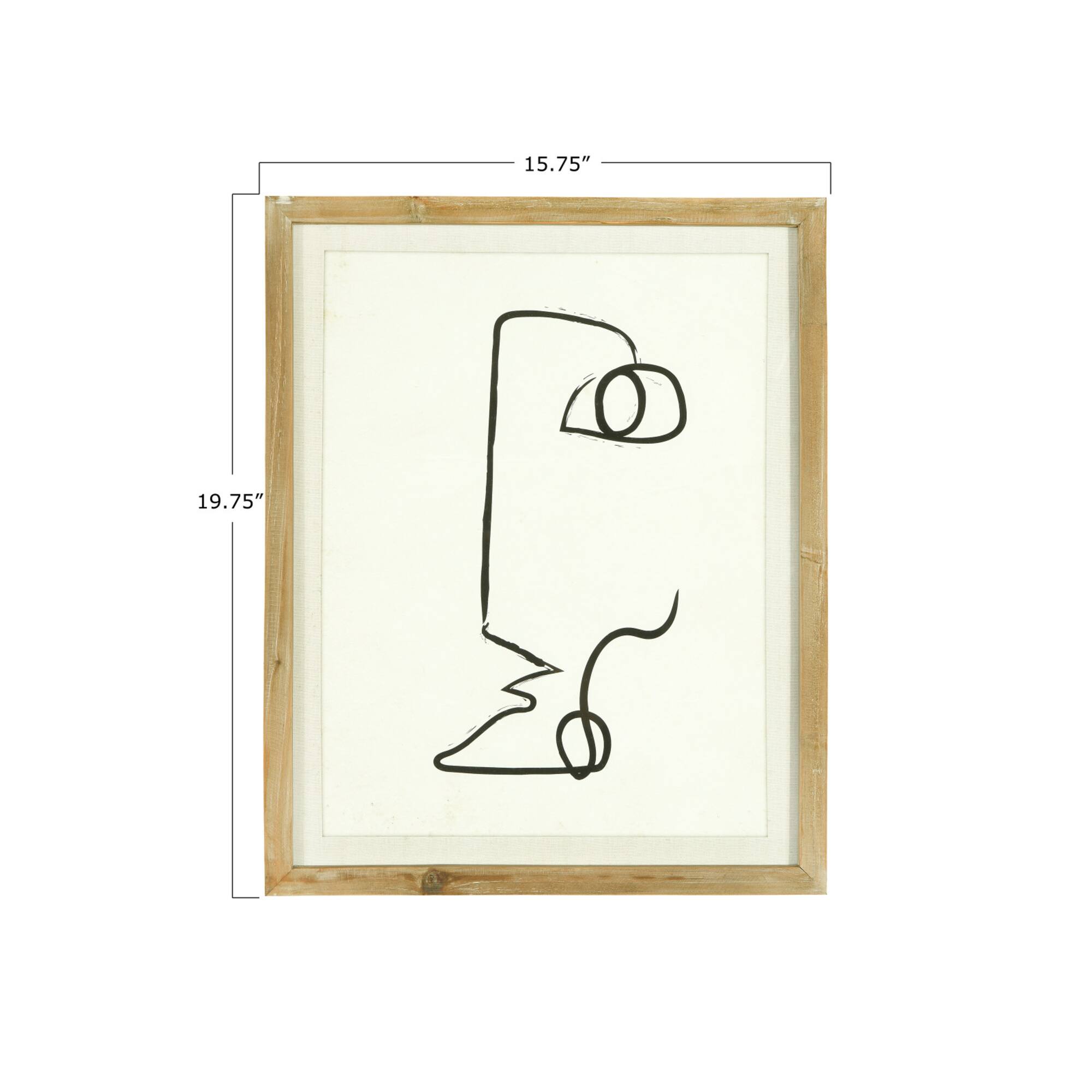 Hello Honey® Black & White Abstract Face Wall Art with Fir Wood Frame